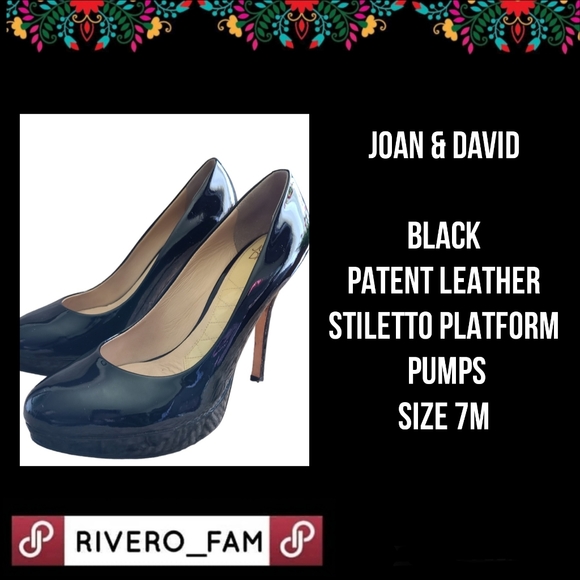 Joan & David Shoes - JOAN & DAVID | BLACK PATENT LEATHER STILETTO PLATFORN PUMPS | SIZE 7